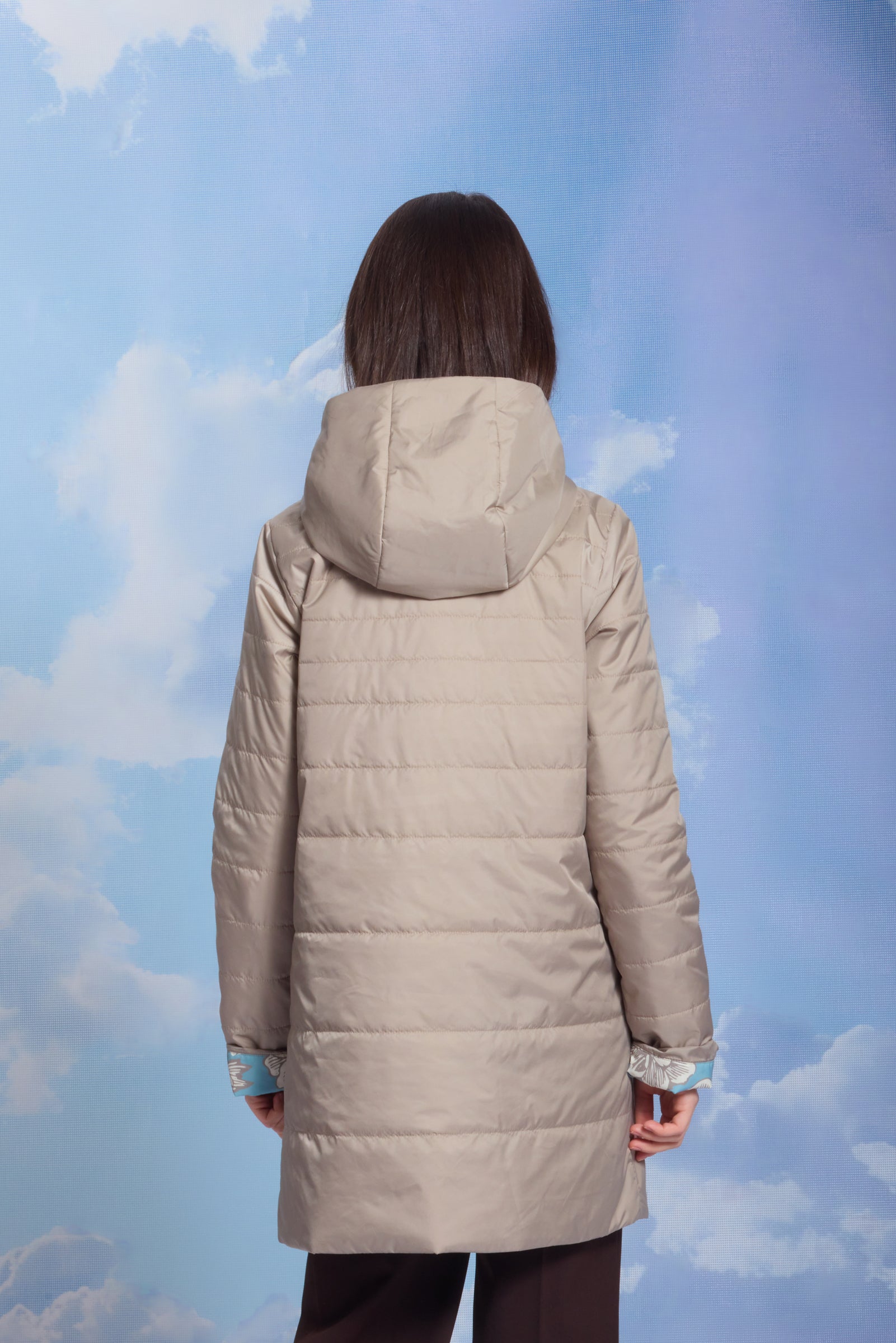 Geacă de damă OLGA beige/reverse flower print