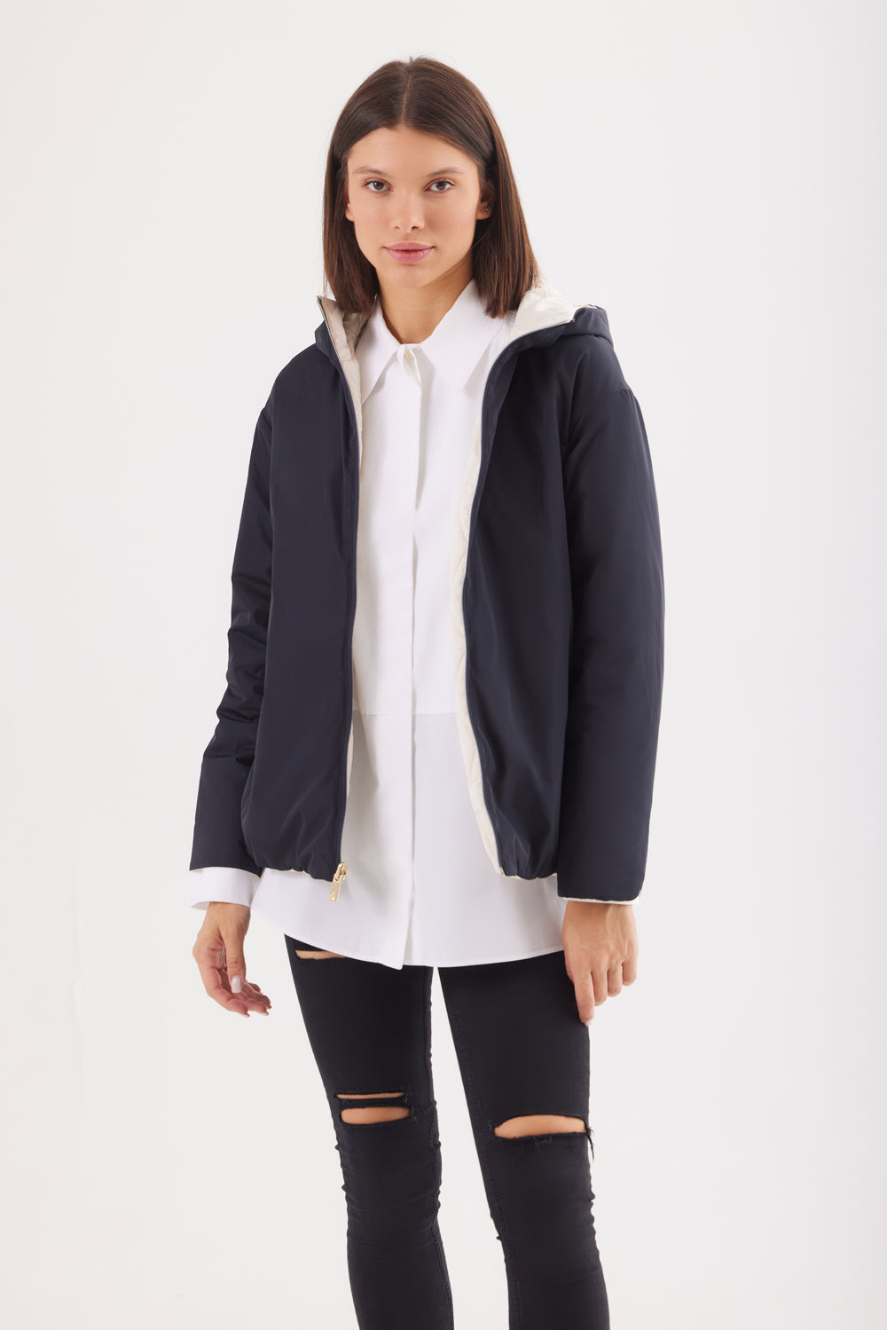 Geacă reversibila damă LERA, black / reverse beige