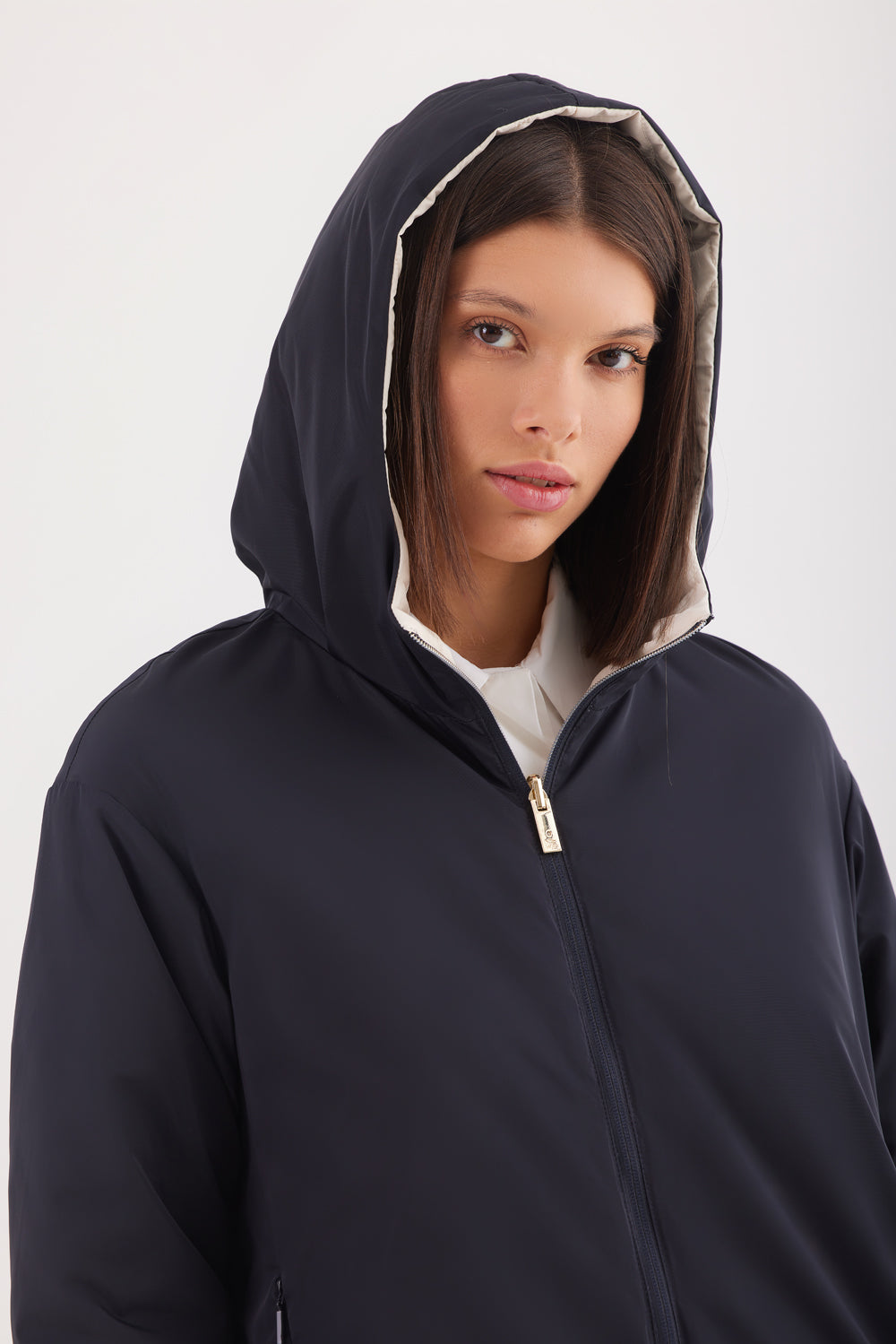 Geacă reversibila damă LERA, beige / reverse black