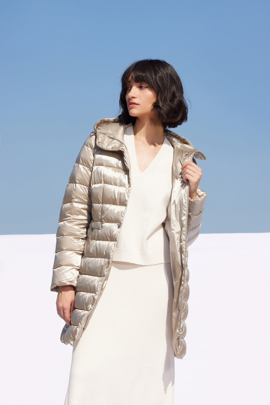 Palton de damă DL001 pearl