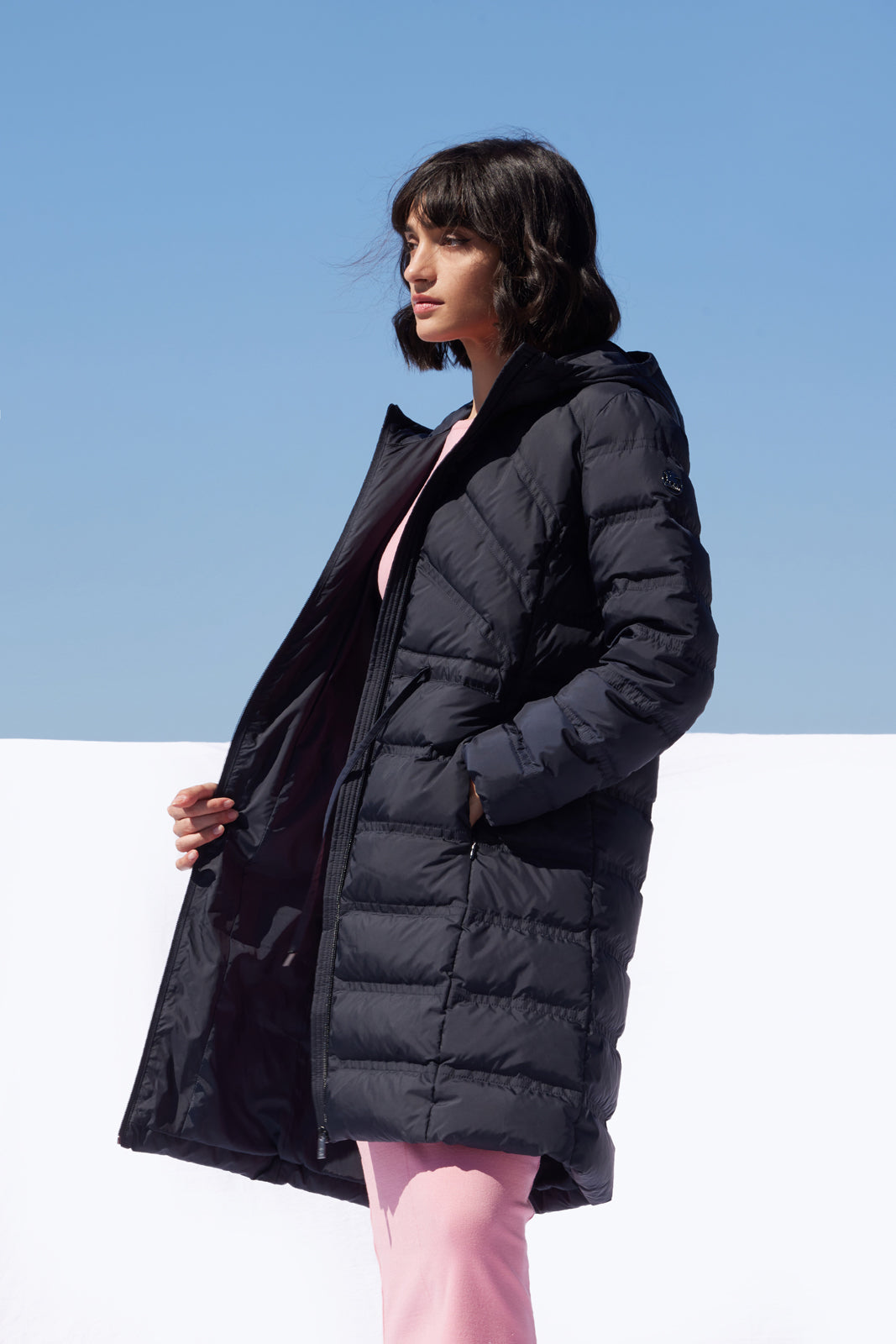 Palton de damă DL003 dark navy