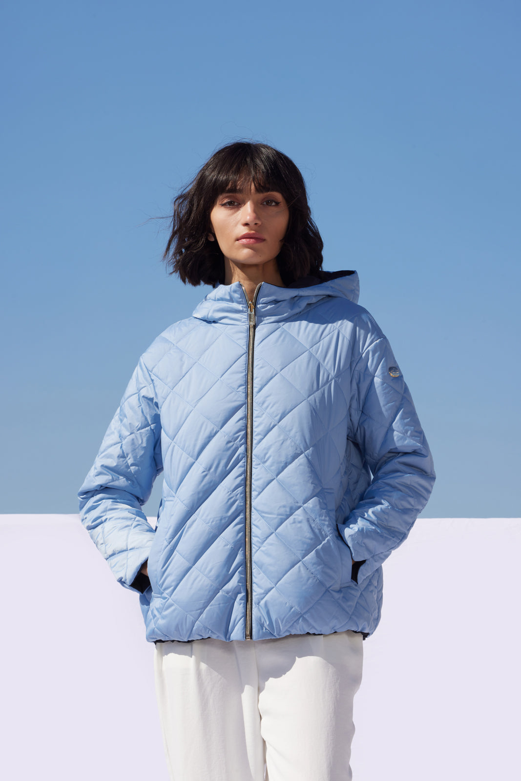 Geacă damă reversibilă LERA, Dark Navy / reverse Dusty Blue