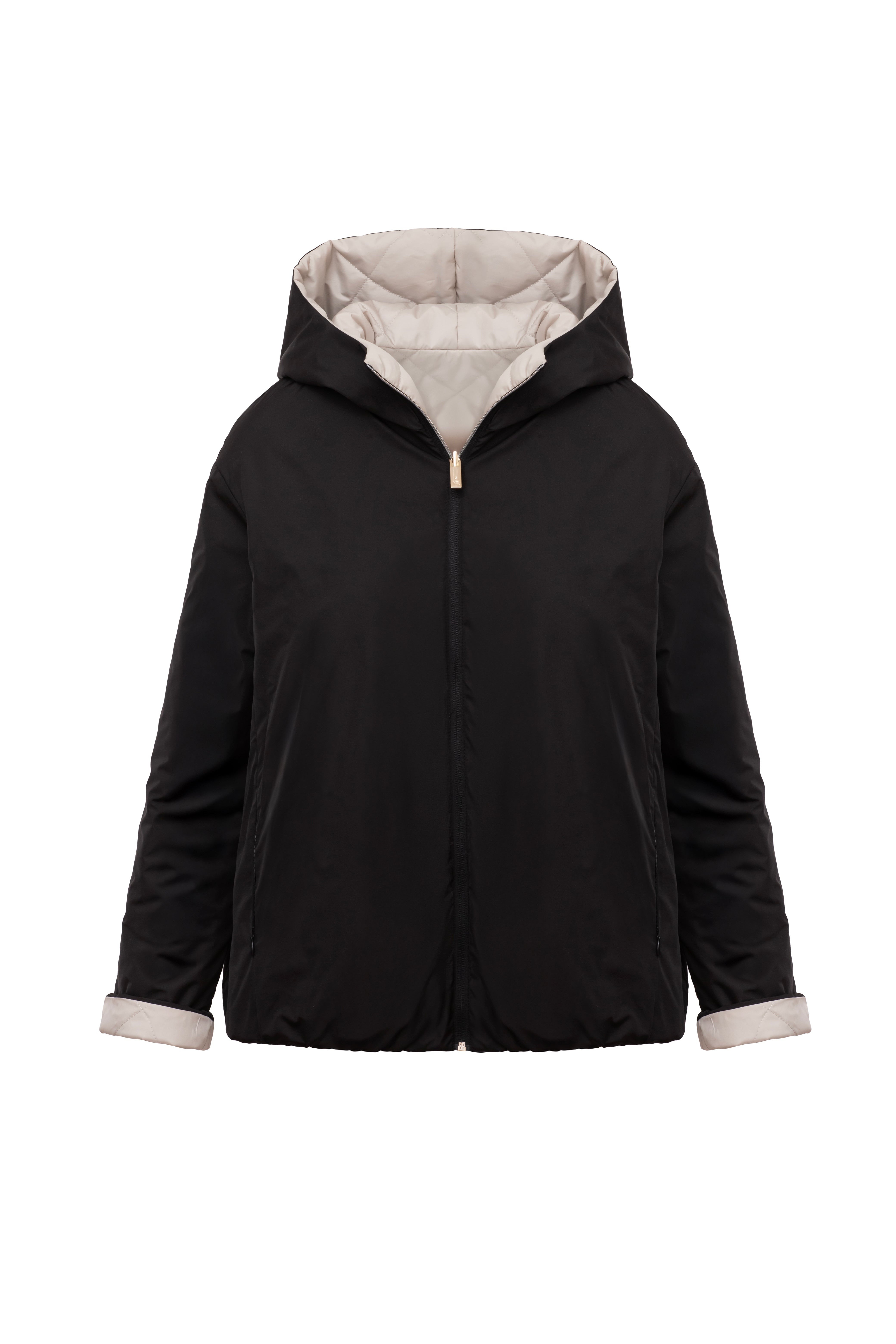 Geacă damă reversibilă LERA, Black / Reverse Beige