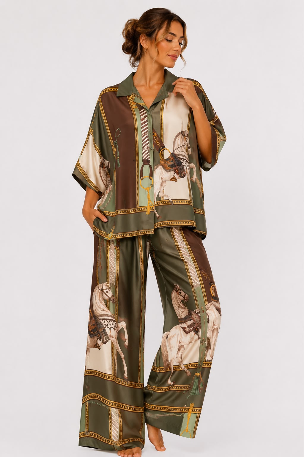 Set damă Olive Royal Horses MARRONE
