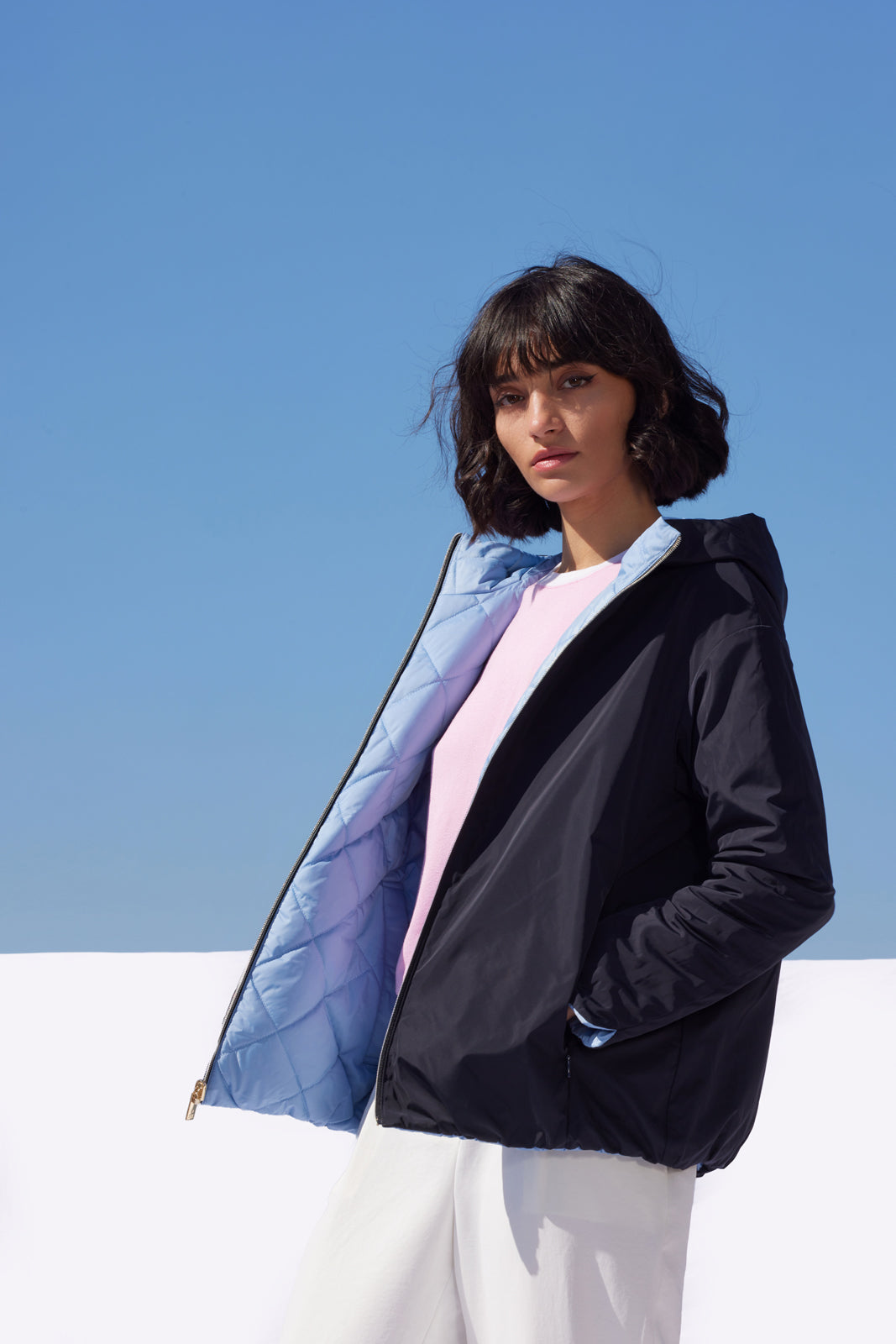 Geacă damă reversibilă LERA – Dark Navy / Dusty Blue