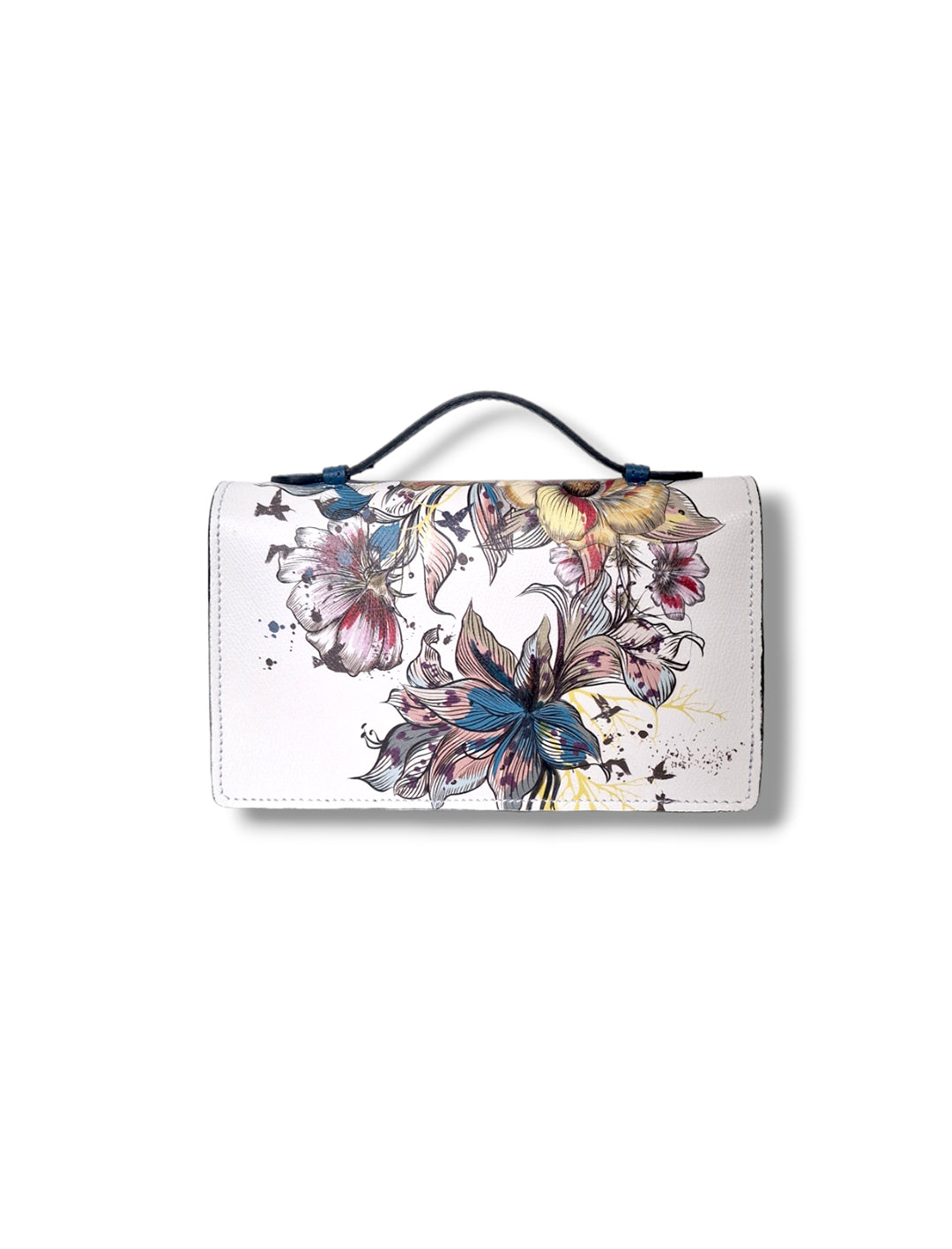 Geantă damă din piele naturală Barset Aquarelle Flowers Crossbody – Floral | Made in Italy