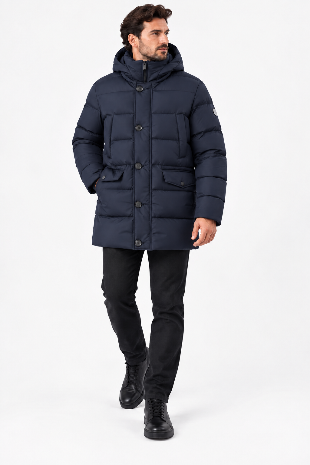 Geacă bărbătească de iarnă cu puf natural de gâscă PELMO navy