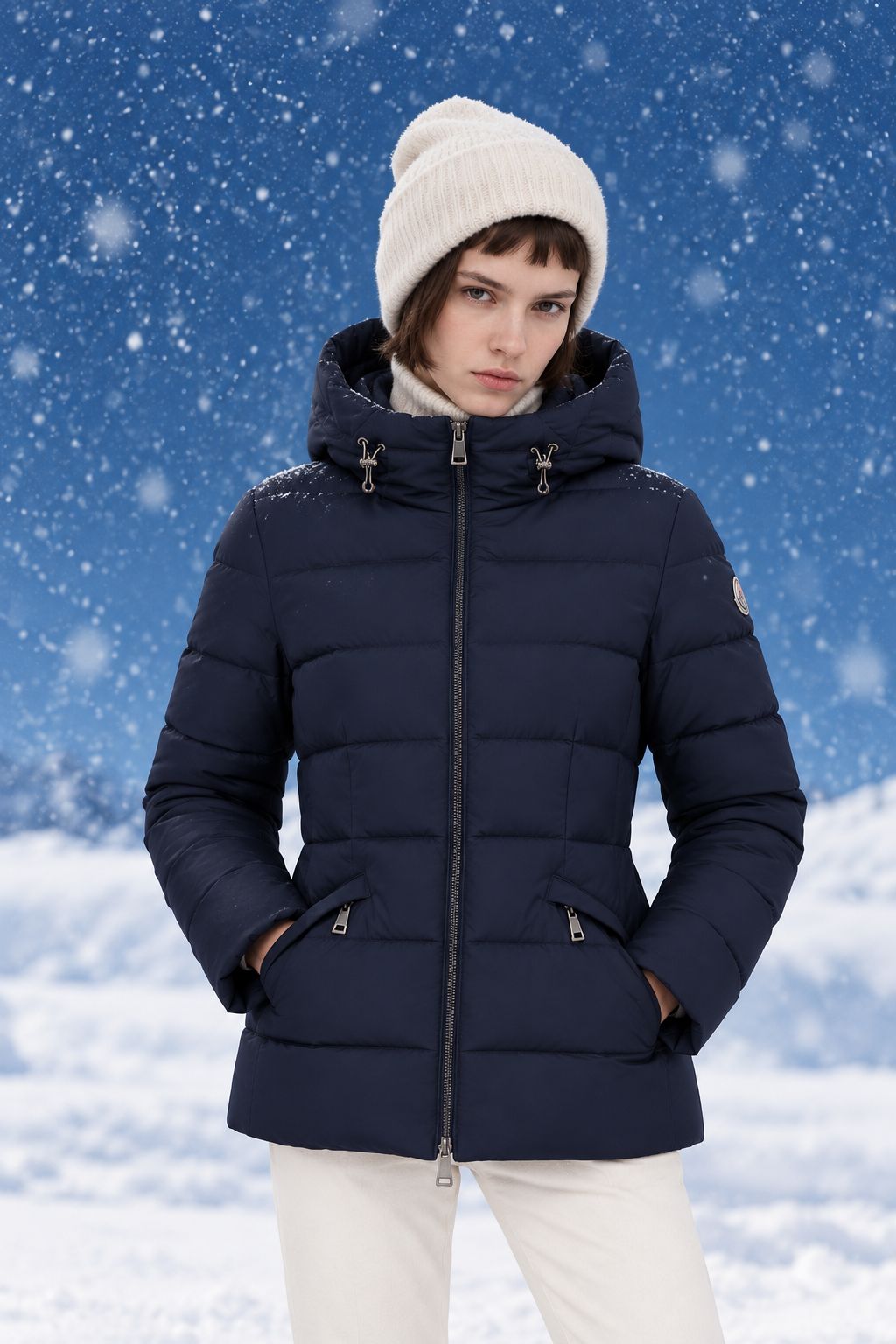 Geacă de damă cu puf natural de gâscă DILETA dark navy
